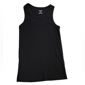 COS Black Ribbed Scoop Neck Tank Top Size Small Minimalist Wardrobe Staple